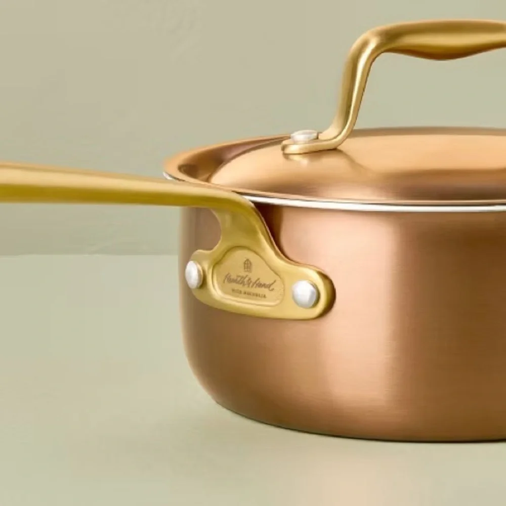 HEARTH & HAND NWT 2pc 7” stainless steel sauce pan -copper -2.1qt